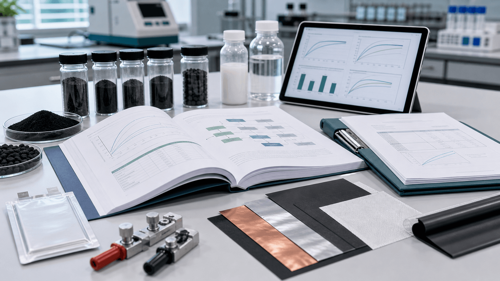 Battery technical solution reports, performance curves, and validation planning outputs